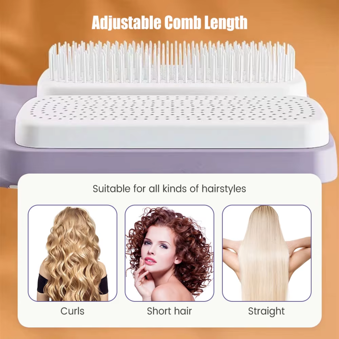 self cleaning hair brush,
detangling hair brush,
anti static hair brush,
hair brush for all hair types,
scalp massage brush