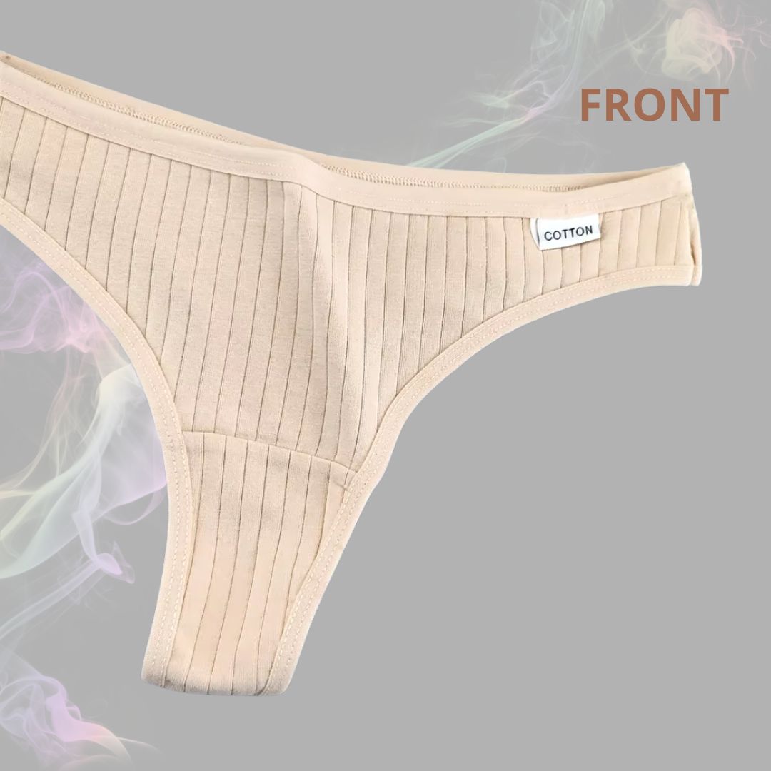 Women's thong,
sexy & comfortable,
ribbed finish,
minimalist thong,
low waist lingerie,
KaressaFashion,
invisible fit,
daily underwear,
cotton thong,
black white beige,