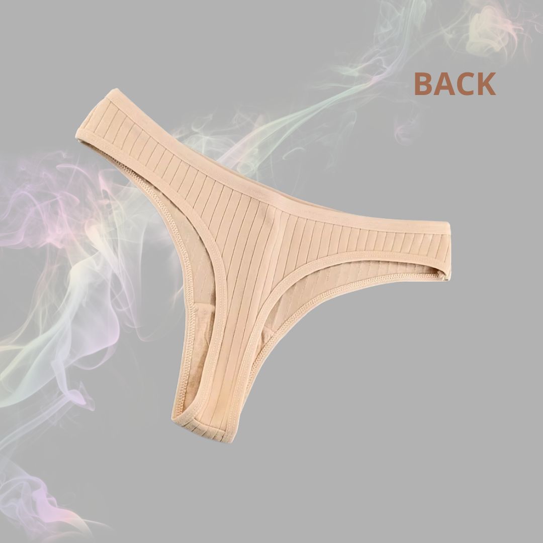 Women's thong,
sexy & comfortable,
ribbed finish,
minimalist thong,
low waist lingerie,
KaressaFashion,
invisible fit,
daily underwear,
cotton thong,
black white beige,