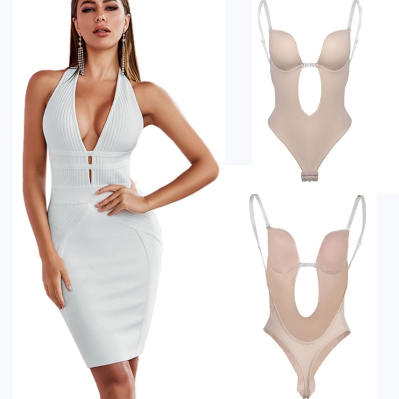 backless bodysuit,
strapless shapewear,
deep v bodysuit,
invisible bra bodysuit,
low back lingerie,
seamless bodysuit,
wedding shapewear