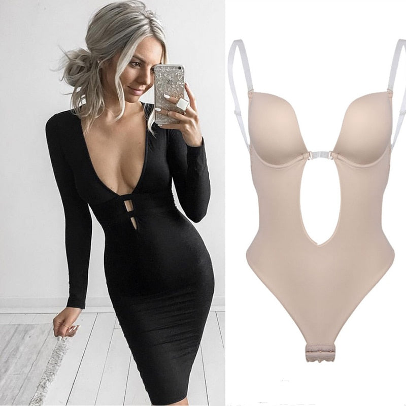 backless bodysuit,
strapless shapewear,
deep v bodysuit,
invisible bra bodysuit,
low back lingerie,
seamless bodysuit,
wedding shapewear