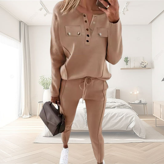 Casual Set,
Women’s Fashion,
Autumn Fashion,
Spring Outfit,
Slim Fit Pants,
Comfortable Clothing,
 Long Sleeve Top,
Elastic Waist Pants,
Activewear,
Modern Casual Wear