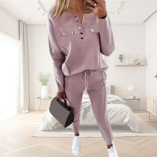 Casual Set,
Women’s Fashion,
Autumn Fashion,
Spring Outfit,
Slim Fit Pants,
Comfortable Clothing,
 Long Sleeve Top,
Elastic Waist Pants,
Activewear,
Modern Casual Wear
