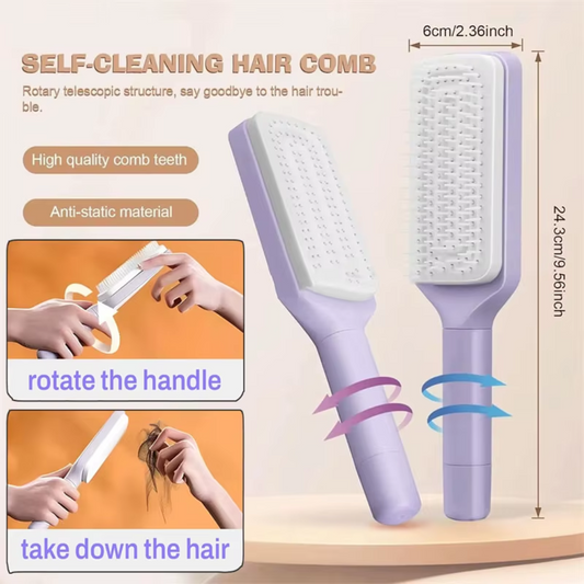self cleaning hair brush,
detangling hair brush,
anti static hair brush,
hair brush for all hair types,
scalp massage brush
